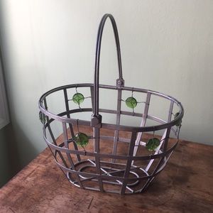 Wire & Green Glass Basket